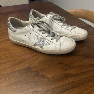 Golden Goose White with Glitter Star